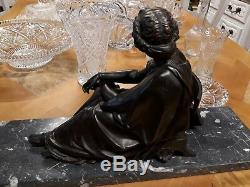 STATUE ANCIENNE TERPSICHORE en bronze 19 ème femme muse lyre