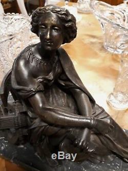 STATUE ANCIENNE TERPSICHORE en bronze 19 ème femme muse lyre