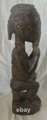 STATUE BAOULE ART AFRICAIN ANCIEN STATUETTE WOODEN sculpture AFRICAN DECO