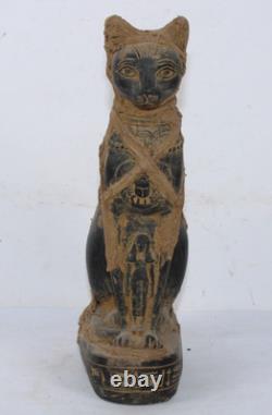 STATUE MOMIFIÉE PHARAONIQUE UNIQUE POUR ANCIEN Bastet égyptien Cat Bast (DR)
