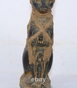 STATUE MOMIFIÉE PHARAONIQUE UNIQUE POUR ANCIEN Bastet égyptien Cat Bast (DR)