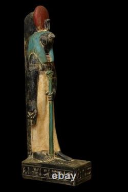 STATUE PHARAONIQUE EGYPTIENNE ANCIENNE Grande sculpture de faucon horus de