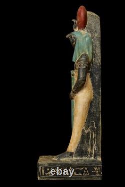 STATUE PHARAONIQUE EGYPTIENNE ANCIENNE Grande sculpture de faucon horus de