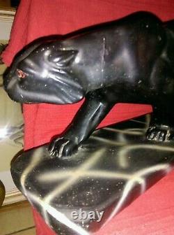 STATUE SCULTURE imposante (jaguar panthère noire) Ancienne