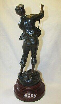 STATUE de JEUNE HOMME REGULE PATINE BRONZE E. F. ROUSSEAU 19ème siècle ANCIENNE