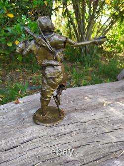 STATUE en BRONZE, Serveur de Thé Africain, Ancien H. 29 cm