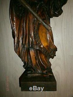 SUPERBE ANCIENNE STATUE/SAINT EVEQUE/FIN XVIII-DEBUT XIXé/BOIS NOYER/H. TOTALE 44