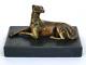 Superbe Ancienne Sculpture Chien Levrier En Bronze Xixe Sur Socle En Marbre Noir