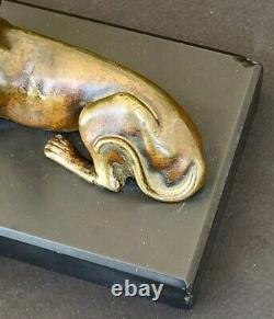 SUPERBE ancienne SCULPTURE CHIEN LEVRIER en BRONZE XIXe sur socle en marbre noir
