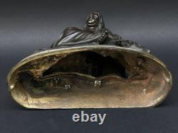 SUPERBE ancienne SCULPTURE XIXe en BRONZE femme avec fleurs en TBE