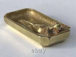 SUPERBE authentique ancienne SCULPTURE en BRONZE doré ART NOUVEAU vide poche