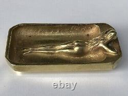 SUPERBE authentique ancienne SCULPTURE en BRONZE doré ART NOUVEAU vide poche