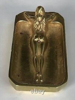 SUPERBE authentique ancienne SCULPTURE en BRONZE doré ART NOUVEAU vide poche