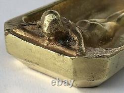 SUPERBE authentique ancienne SCULPTURE en BRONZE doré ART NOUVEAU vide poche