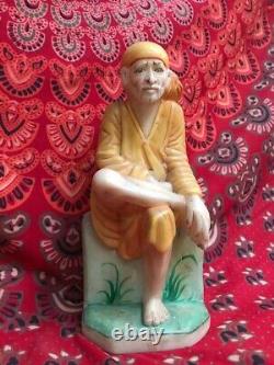 Sai Baba Sculpture ancienne Statue Marbre Saint indien 5,4 kilos Inde Asie M6