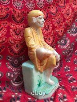 Sai Baba Sculpture ancienne Statue Marbre Saint indien 5,4 kilos Inde Asie M6