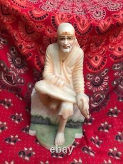 Sai Baba Sculpture ancienne Statue Marbre Saint indien 6,4 kilos Inde Asie M2