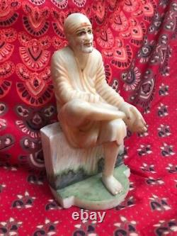 Sai Baba Sculpture ancienne Statue Marbre Saint indien 6,4 kilos Inde Asie Q