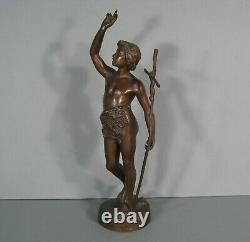 Saint Jean Baptiste Ancienne Sculpture Religieuse Bronze Signé Émile Laporte