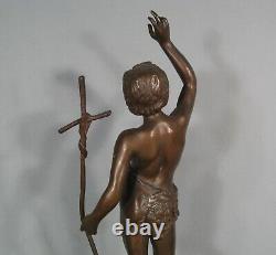 Saint Jean Baptiste Ancienne Sculpture Religieuse Bronze Signé Émile Laporte