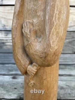 Saint Pierre Statue Statuette Sculpture Bois Sculpté Ancien Vintage Signé Design