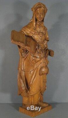 Sainte Sybille Ancienne Grande Statue En Bois Sculpté / Sculpture Sainte Sybille