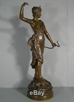 Sculpture Ancienne Bronze Diane Chasseresse Artémis Signé Levasseur
