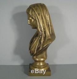 Sculpture Ancienne Buste En Bronze Vierge Marie Société Des Bronzes De Paris