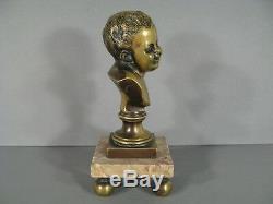Sculpture Ancienne Buste Enfant Rieur Jean Qui Rit D'après Houdon
