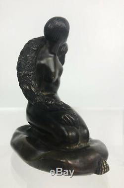 Sculpture Ancienne En Bronze Femme 1900 Signée C. Charles Des Années 30