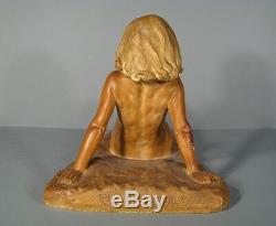 Sculpture Ancienne Femme En Terre Blanche Signée Figay / Nu Féminin Albert Figay