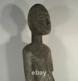 Sculpture Ancienne Grande Statue Bois Femme Debout Burkina Faso Ethnie Lobi