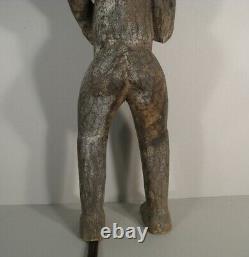 Sculpture Ancienne Grande Statue Bois Femme Debout Burkina Faso Ethnie Lobi
