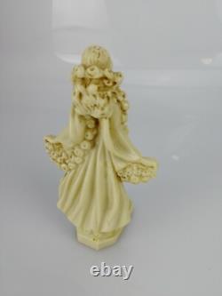 Sculpture Ancienne, Jeune Femme aux Fleurs, H. 15cm, Art Déco