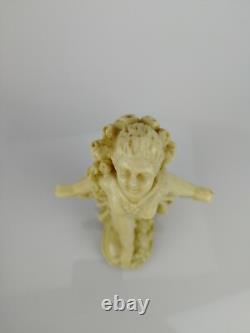 Sculpture Ancienne, Jeune Femme aux Fleurs, H. 15cm, Art Déco