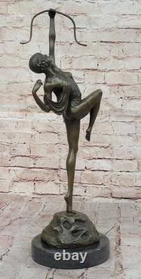 Sculpture Ancienne Vintage Le Faguays DIANA Déesse En Bronze Statue NUDITÉ