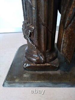 Sculpture Ancienne en Régule Jean De La Fontaine Statue Vintage