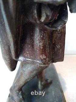 Sculpture Ancienne en Régule Jean De La Fontaine Statue Vintage