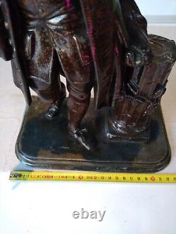 Sculpture Ancienne en Régule Jean De La Fontaine Statue Vintage