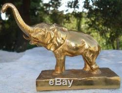 -Sculpture Animalière Eléphant ancien en Bronze Doré