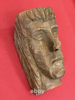 Sculpture Bois Tête Du Christ Ancienne Chêne Massif