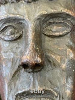 Sculpture Bois Tête Du Christ Ancienne Chêne Massif