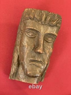 Sculpture Bois Tête Du Christ Ancienne Chêne Massif
