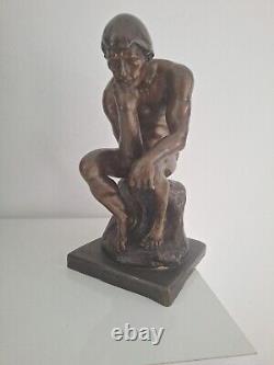 Sculpture Bronze Le Penseur personnage Statue Ancienne Signé