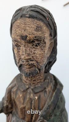 Sculpture En Bois Ancienne Saint Jean Baptiste Époque XVII ème Siècle