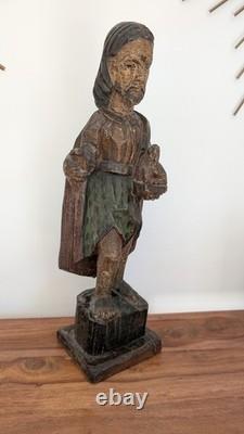 Sculpture En Bois Ancienne Saint Jean Baptiste Époque XVII ème Siècle