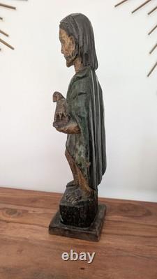 Sculpture En Bois Ancienne Saint Jean Baptiste Époque XVII ème Siècle