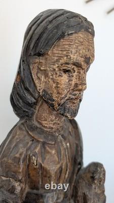 Sculpture En Bois Ancienne Saint Jean Baptiste Époque XVII ème Siècle