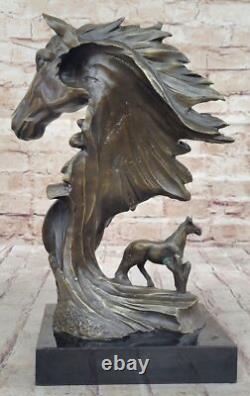 Sculpture En Bronze D'Artisanat Western Ancien Guerrier Indien Décor Statue