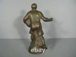 Sculpture En Bronze Joueur De Rugby / Bronze Ancien Joueur Rugby Années 1930
